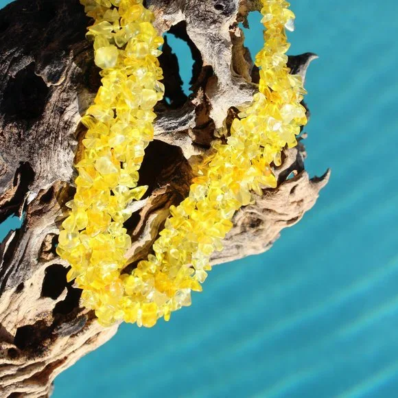 The Cleopatra Collection/ Yellow Citrine Glass Necklace - Picture 3 of 5